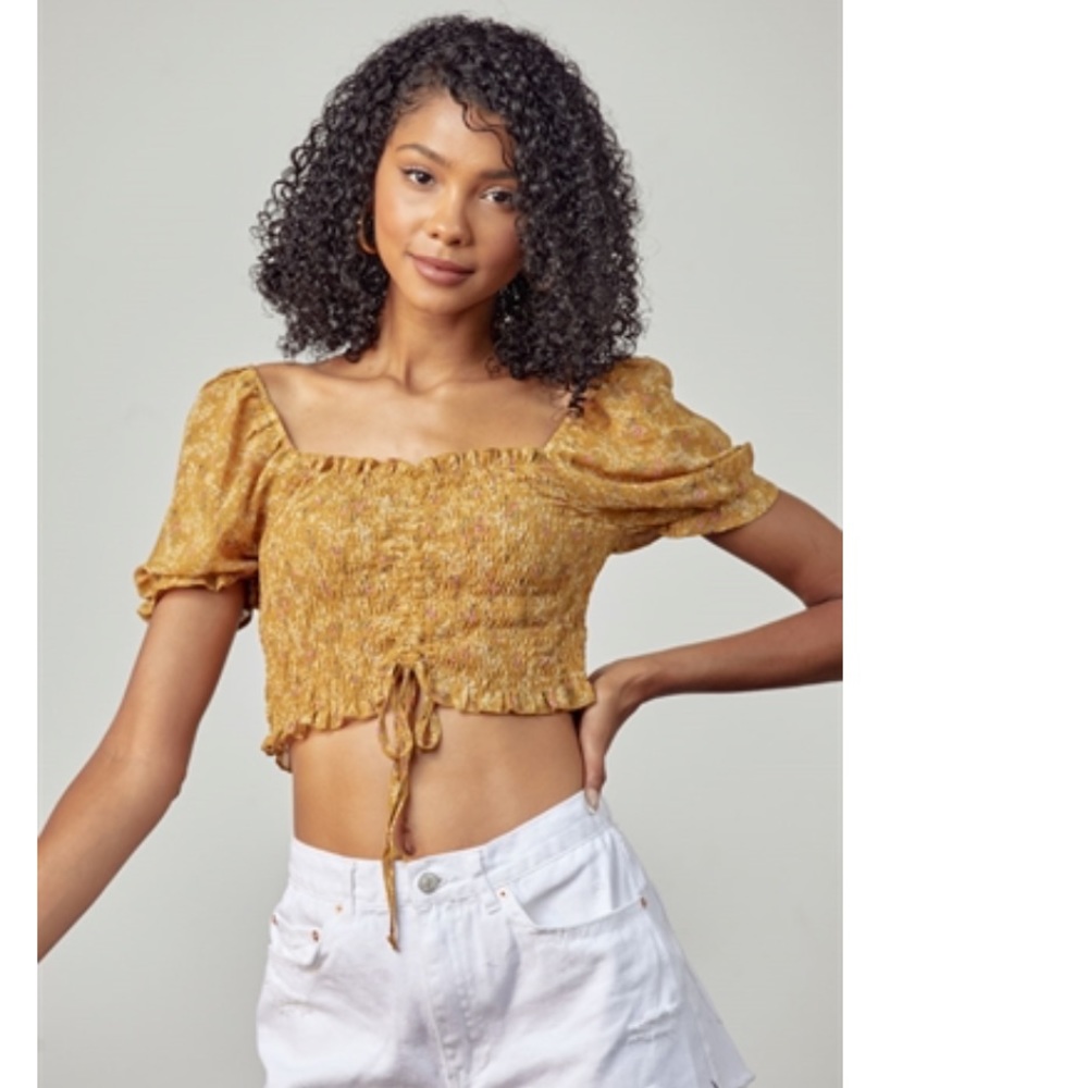 Papaya Floral Smocked Top